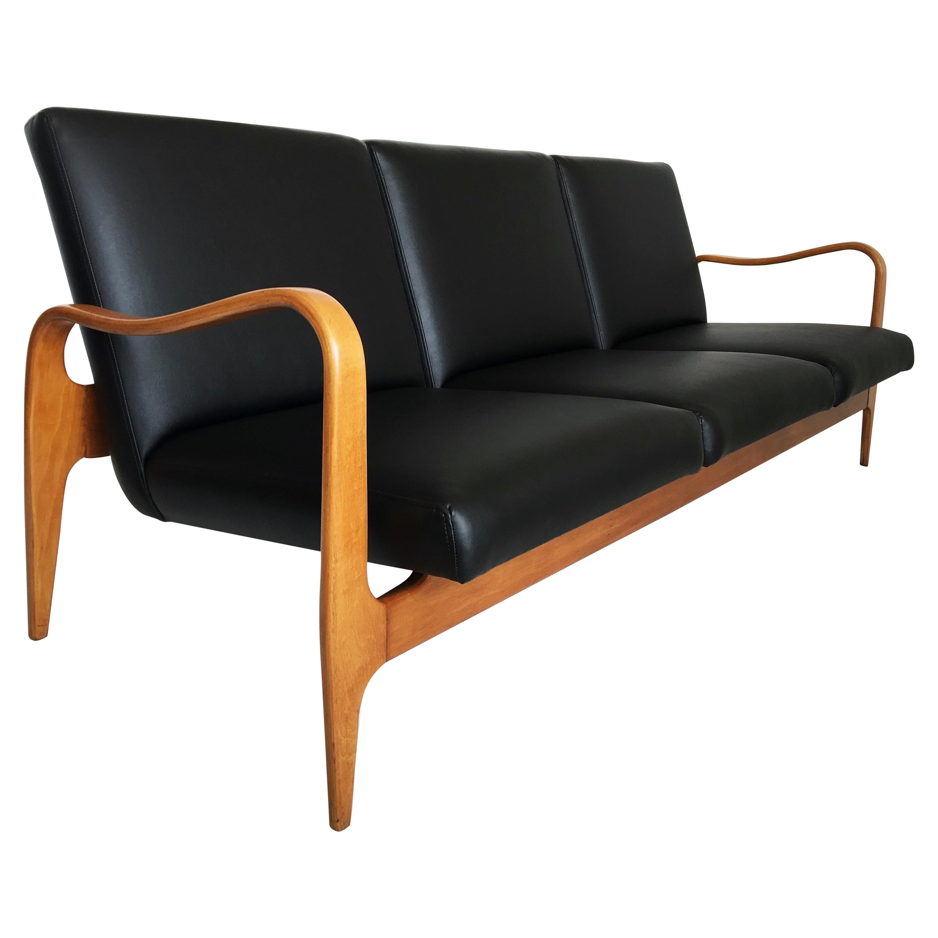 Modernist Thonet Carved and Bentwood Sofa