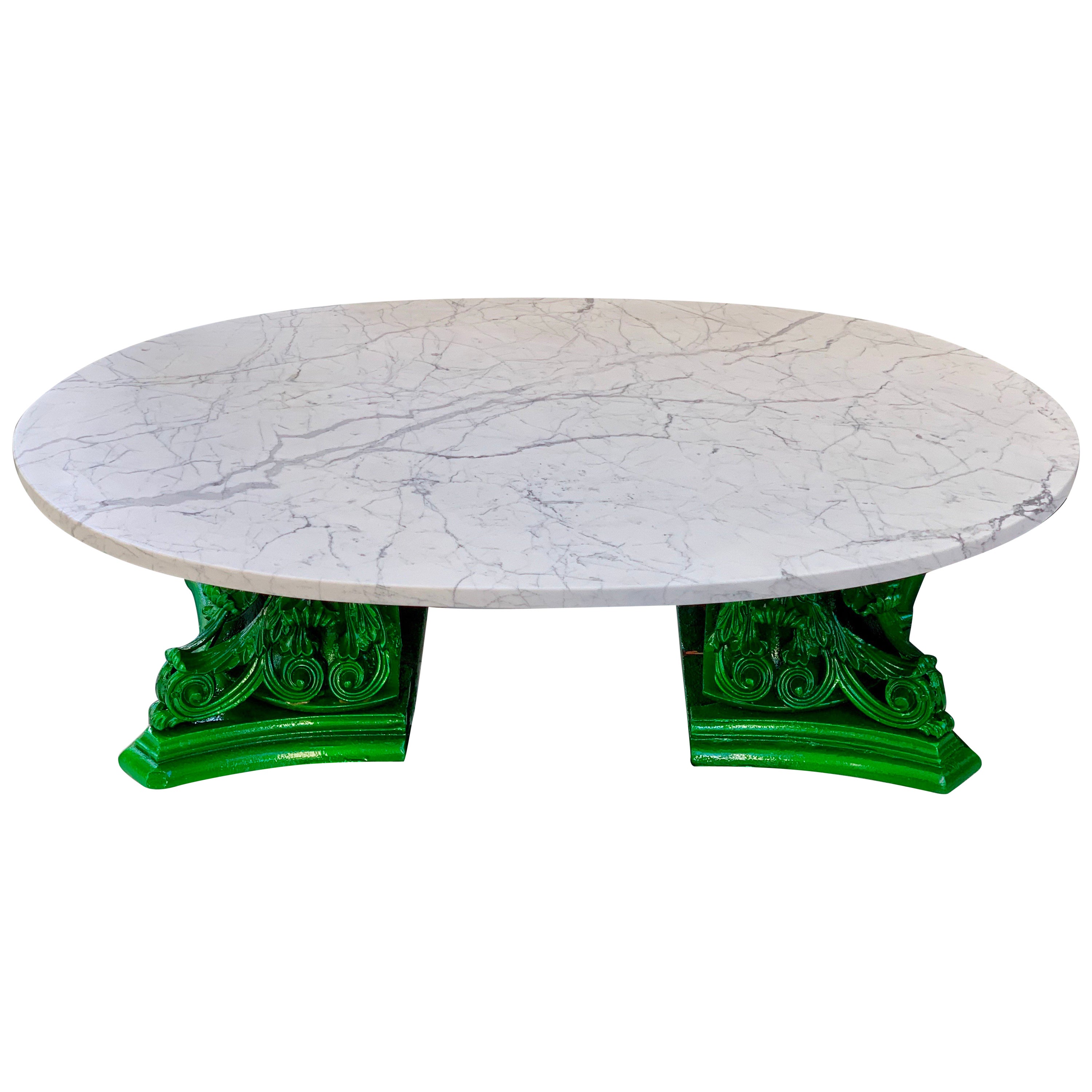 Italian 50's Green Marble Top Coffee Table at 1stDibs