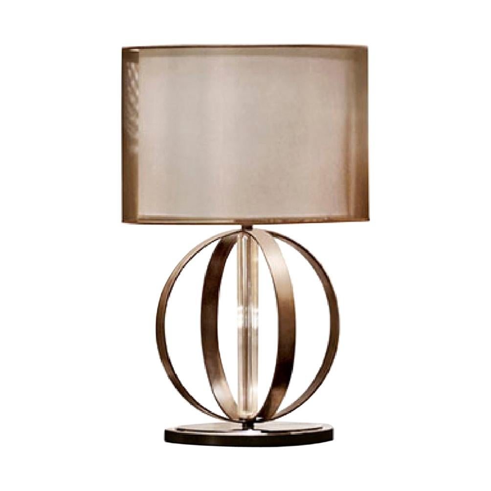 Table Lamp with Bronzed Frame Lined Pyrex Glass Base in Bronzed Mirror