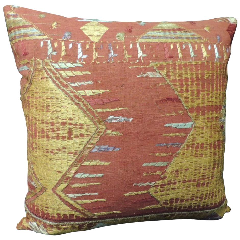 Antique Textile "Phulkari" Embroidered Linen Decorative Pillow