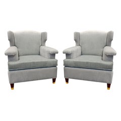 Pair Of Elegant Sculptural French Wing Chairs, 1950s