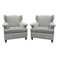 Pair Of Elegant Sculptural French Wing Chairs, 1950s