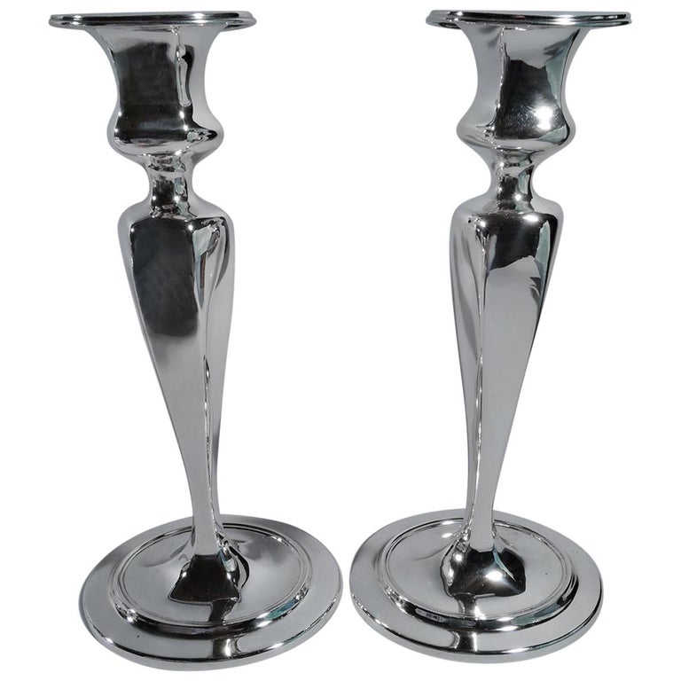 Pair of Antique Tiffany Sterling Silver Candlesticks For Sale at 1stDibs