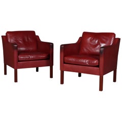 Børge Mogensen Lounge Chair, Model 2321, Indian Red Original Leather