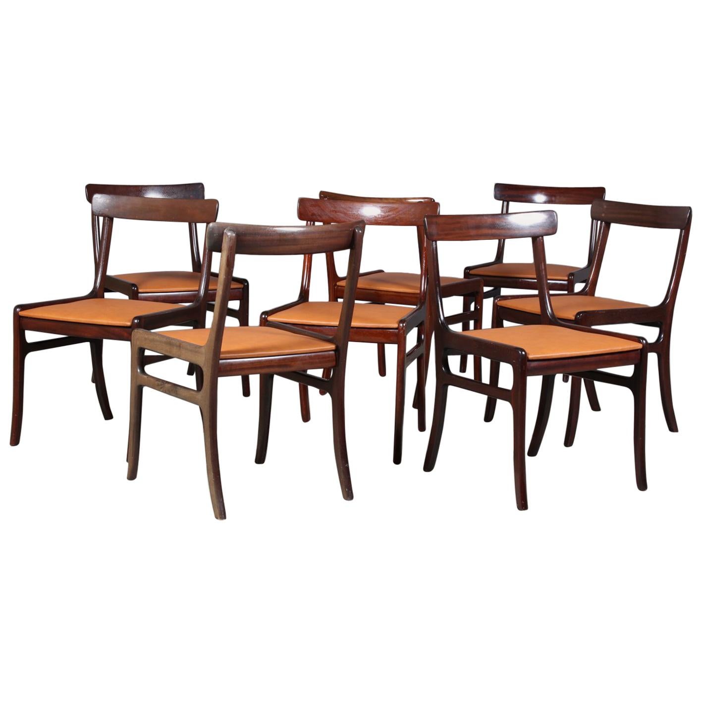 Ole Wanscher Eight Dining Chairs, Model PJ112 Semi Aniline Leather, Rungstedlund