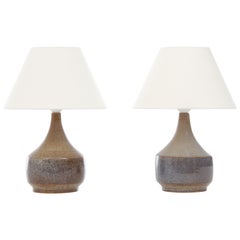 Pair of Ceramic Table Lamps, Glazed Stoneware, Unique Pieces