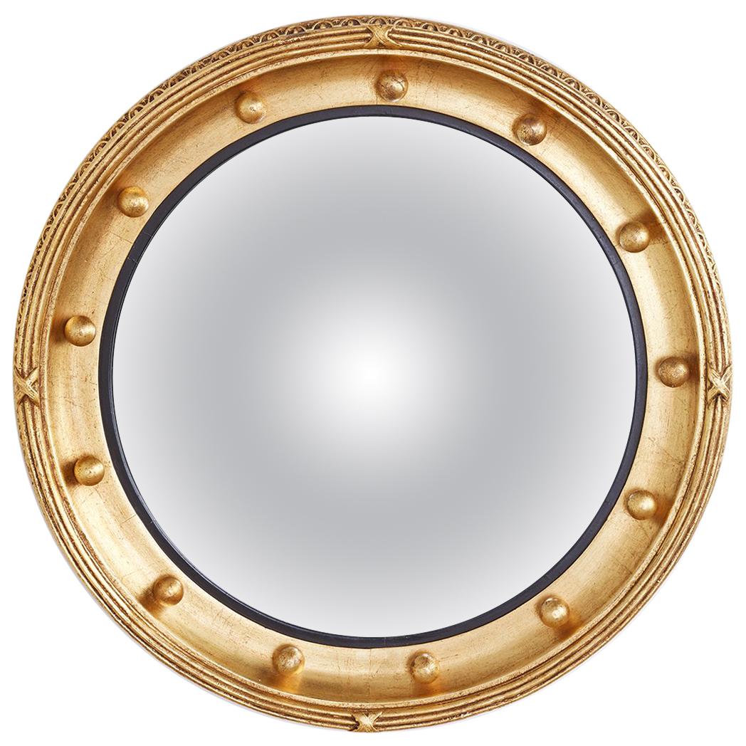 English Regency Style Round Convex Bullseye Mirror