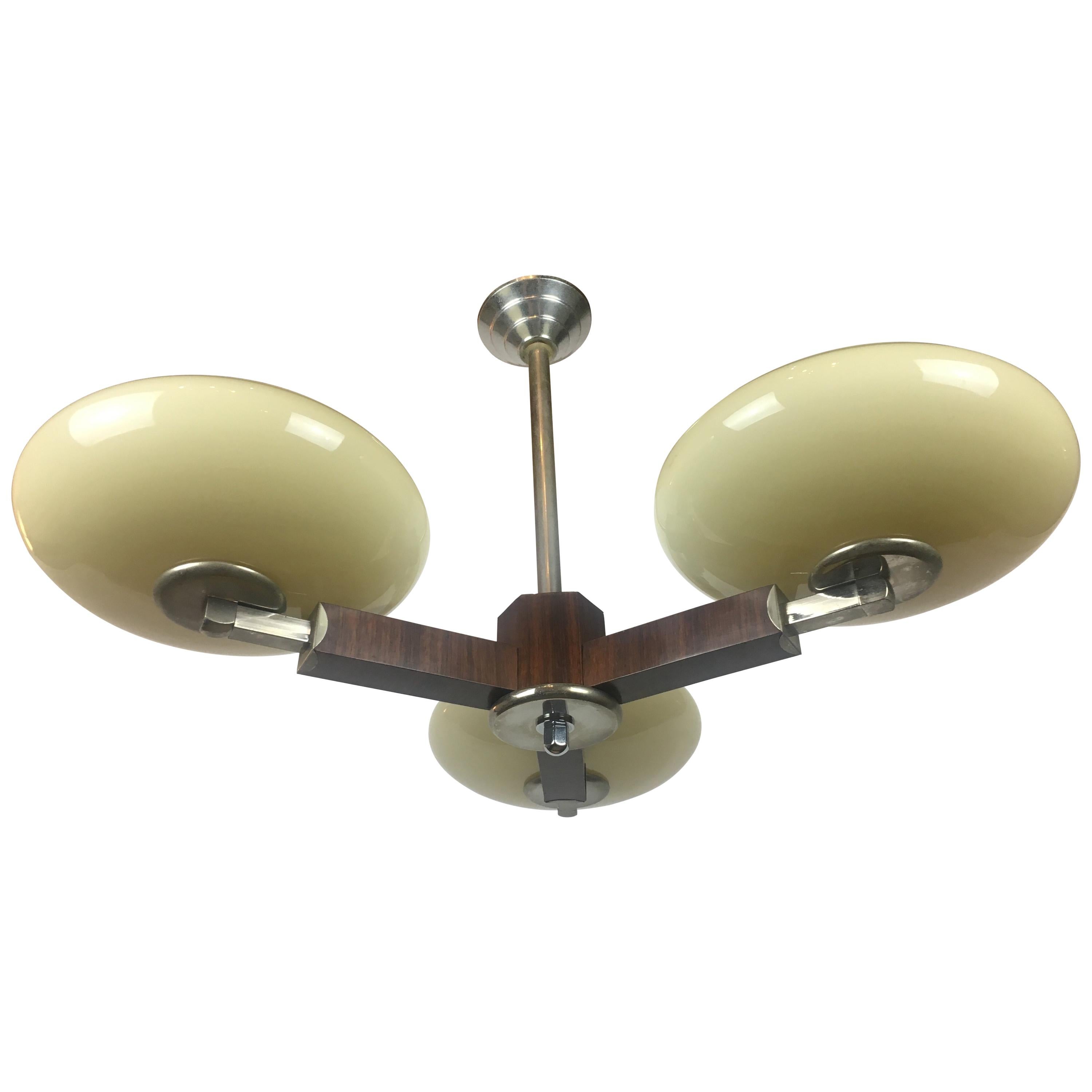 French Art Deco Three-Arm Chandelier