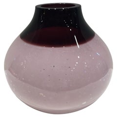 Alfredo Barbini Burgundy Wine and Pink Colored Venetian Murano Vase