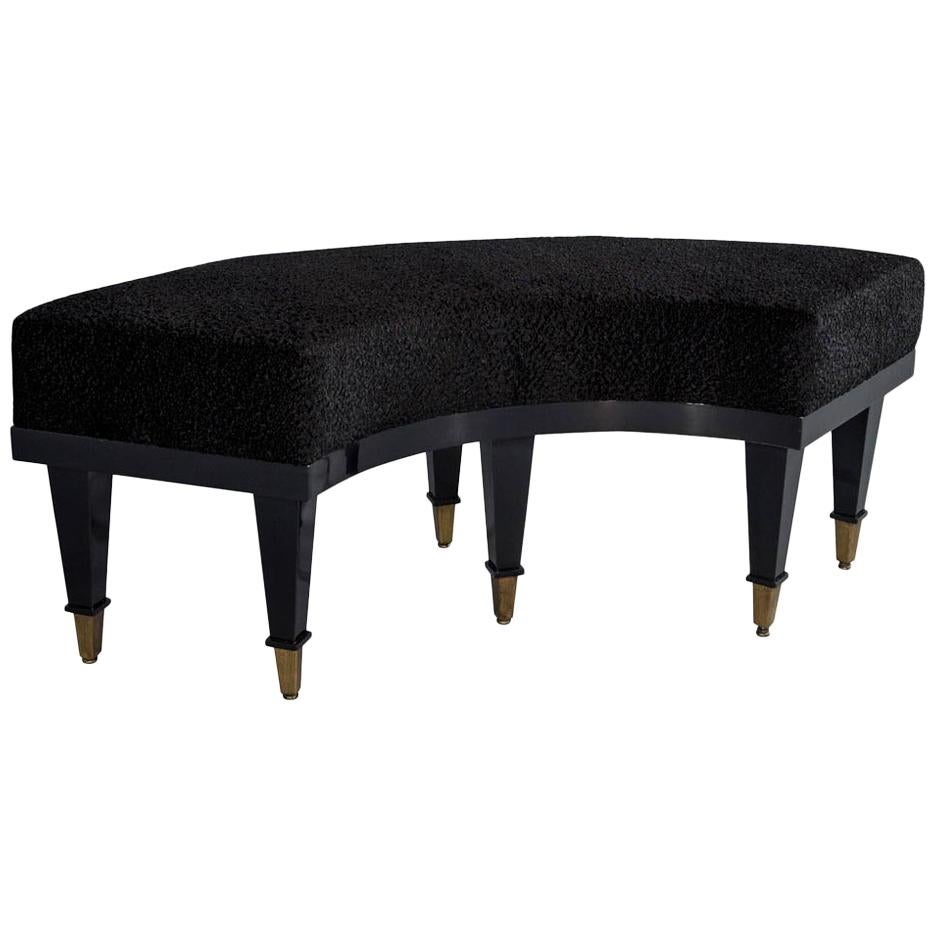 Vintage Black Lacquer Demilune Bench at 1stDibs | black lacquer bench