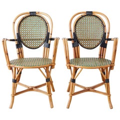 Pair of French Maison Gatti Rattan Cafe Bistro Chairs
