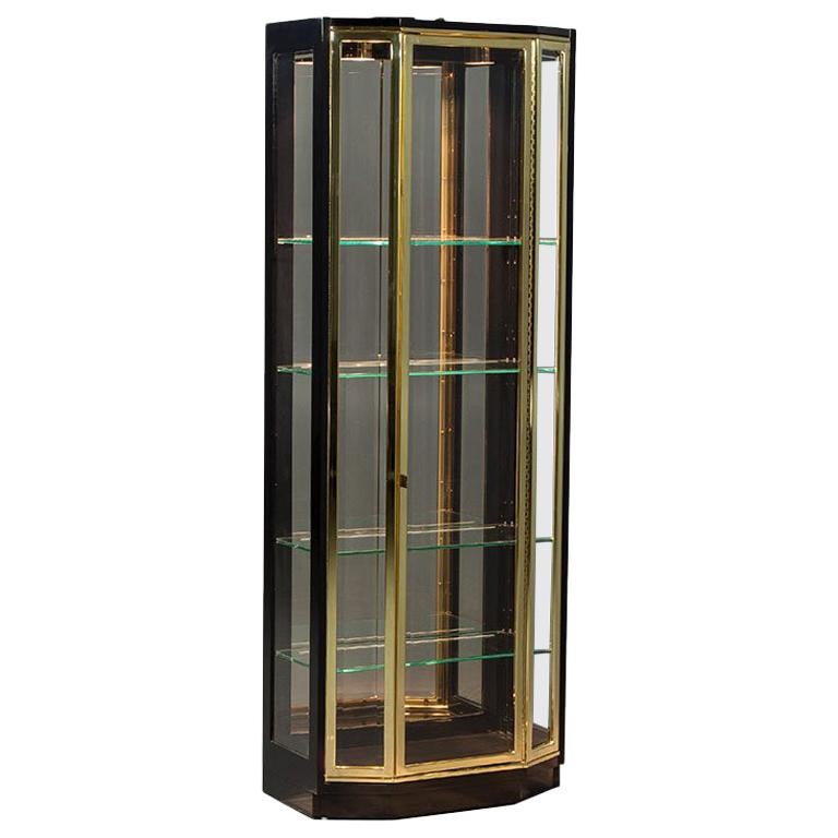 Henredon Ebonized and Brass Curio Cabinet