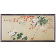 Japanese Four-Panel Spring Byobu Folding Screen