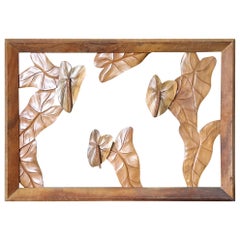 Large Hand Carved Koa Wood Anthurium Wall Art