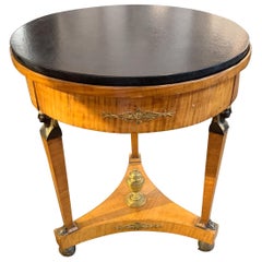 Period French Empire Mahogany Side Table with Marble Top