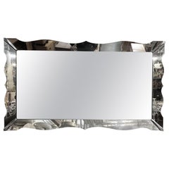 Large Italian Cut Glass Midcentury Wall Mirror