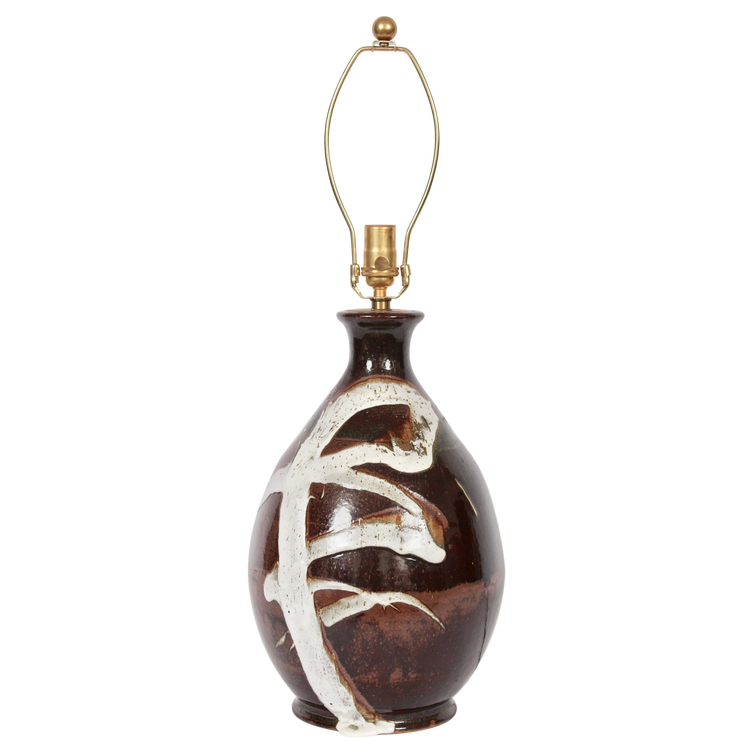 Lampe de bureau « brushstroke » en poterie d'art, très brillante, signée American Craft Movement en vente