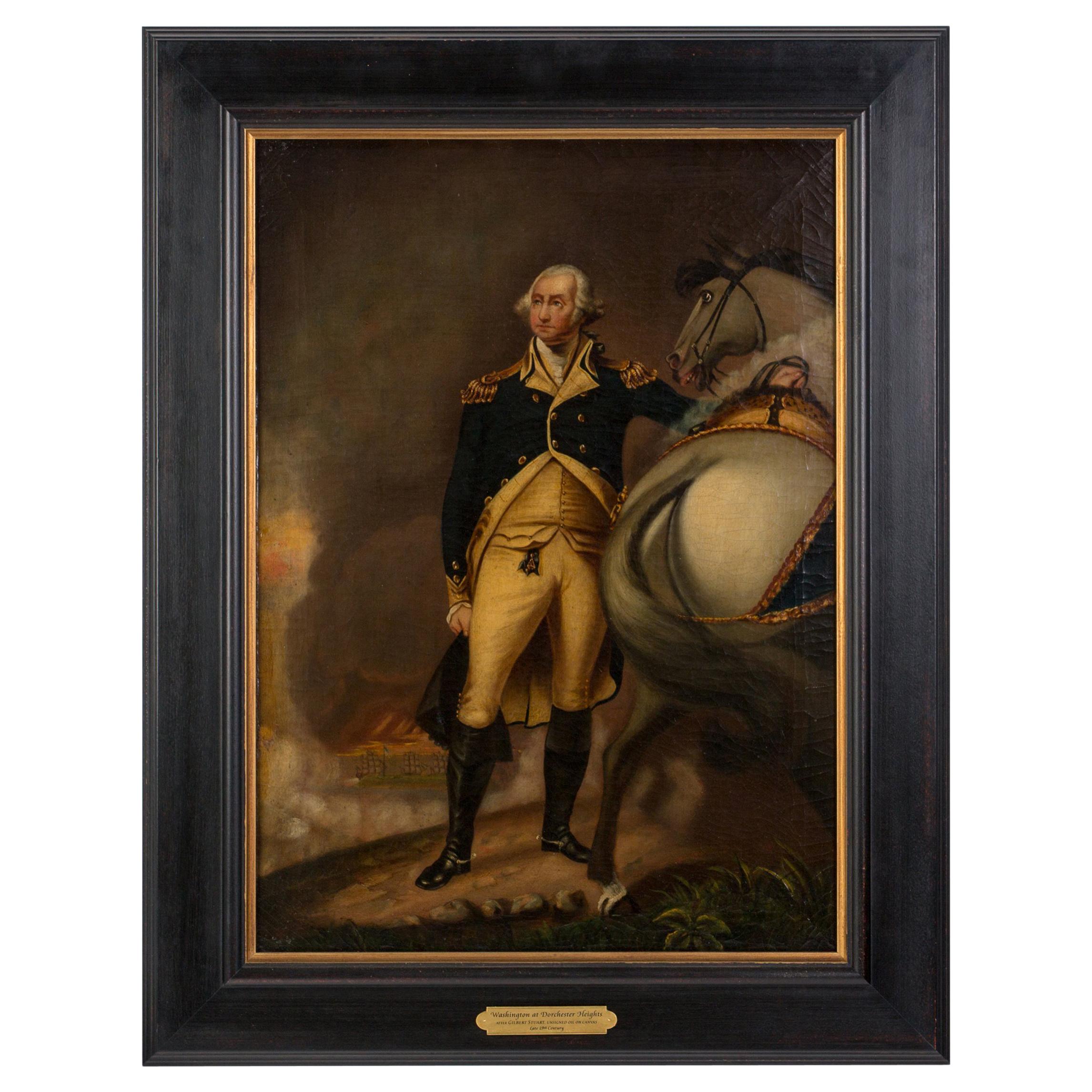 "George Washington at Dorchester Heights" after Gilbert Stuart, Oil on Canvas