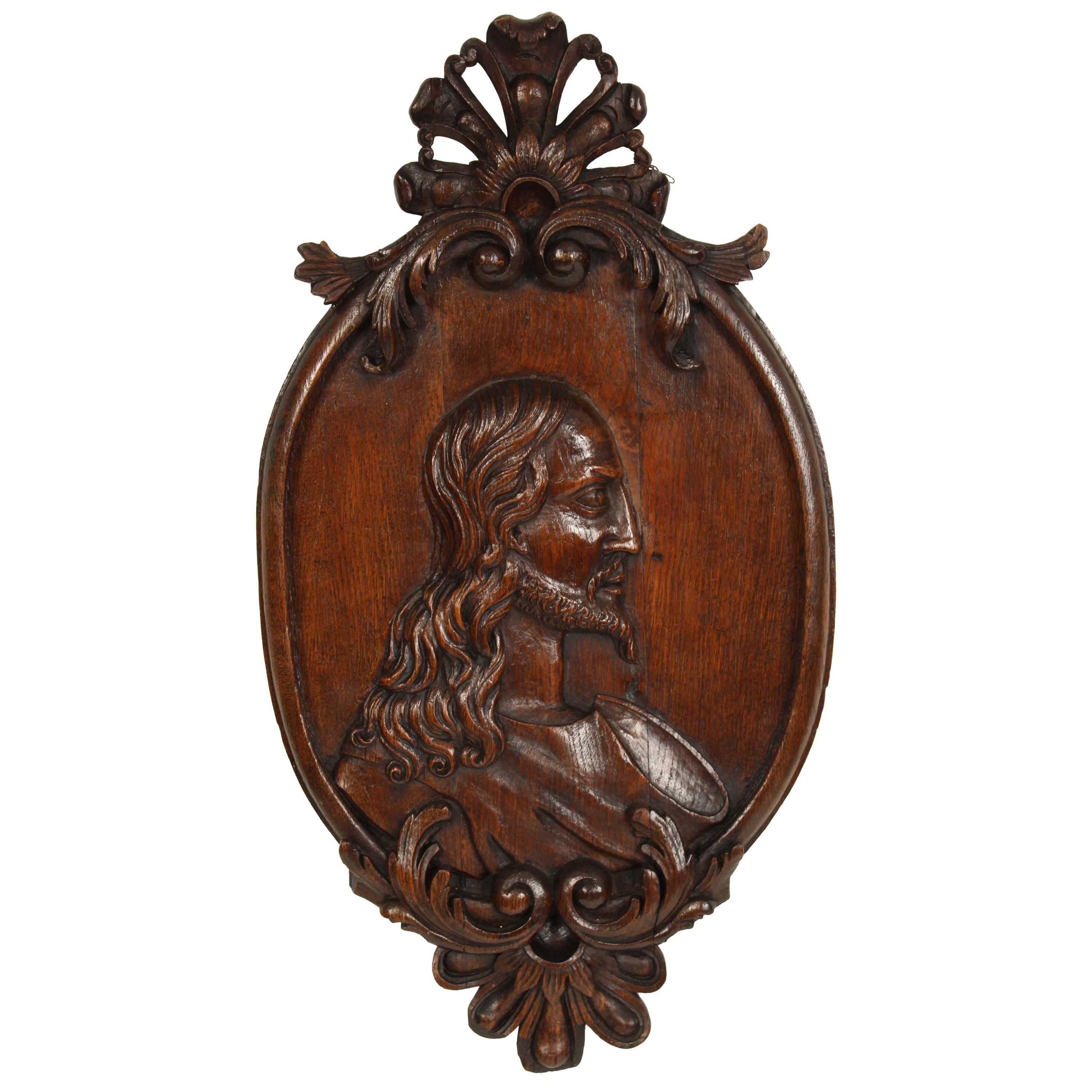 19th Century Religious Wood Carving For Sale