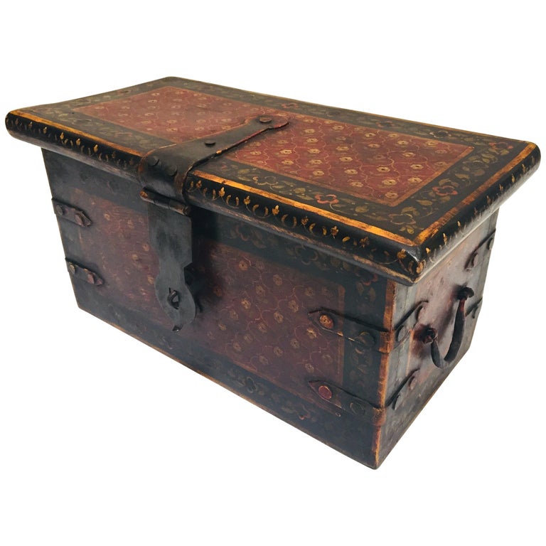 Rajasthani HandPainted Large Jewellery Dowry Box at 1stDibs
