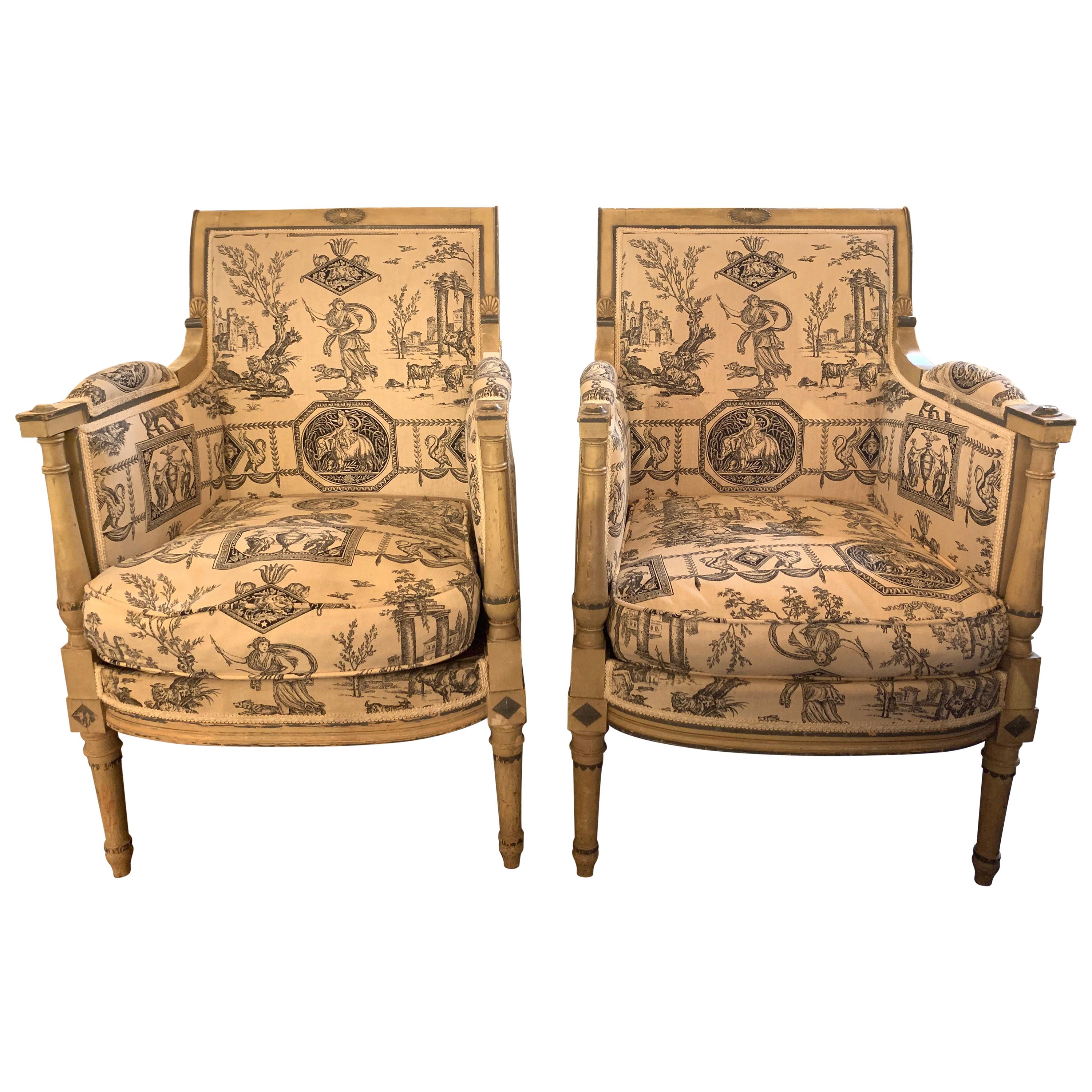Ein Paar Sessel im Jansen Directoire'-Stil im Angebot