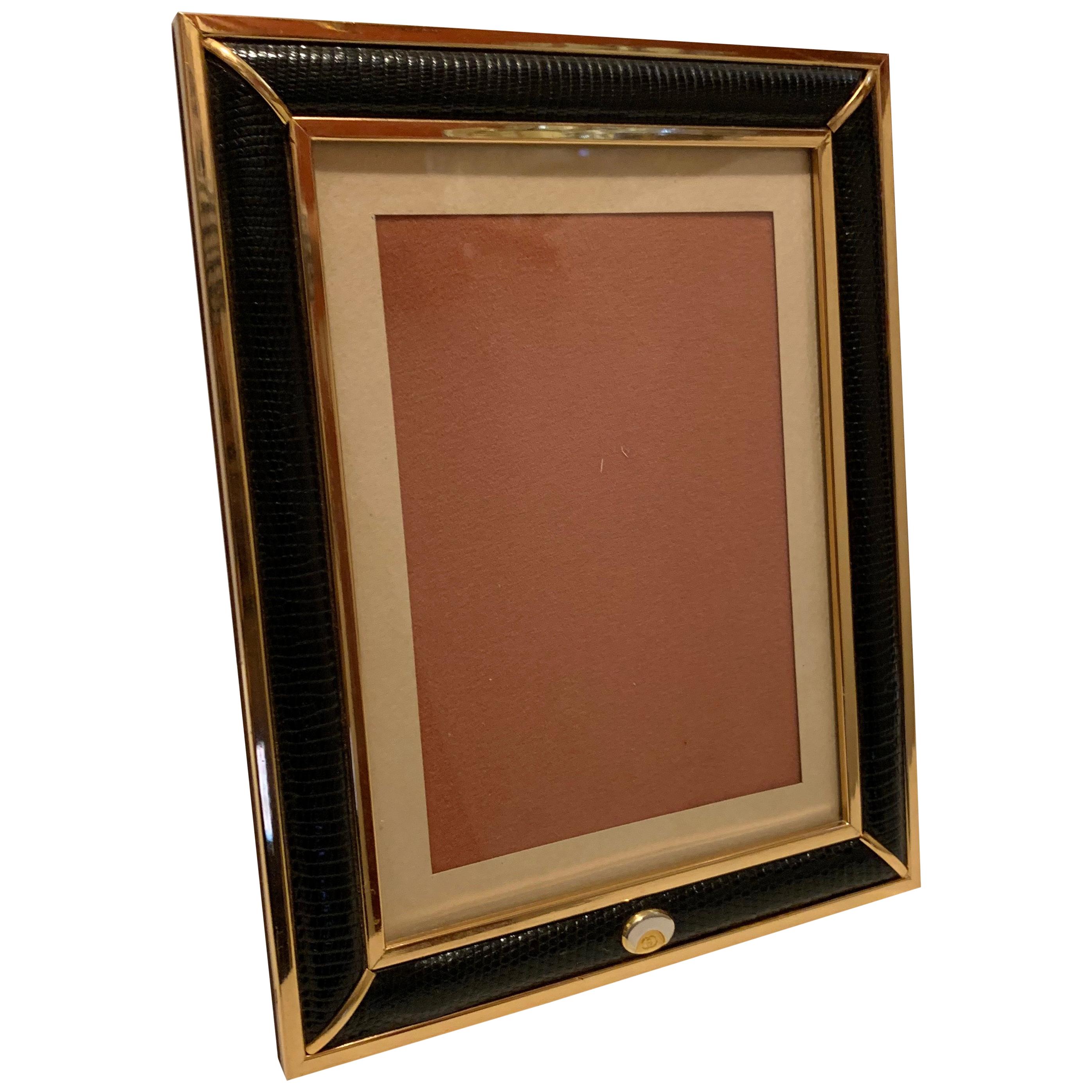 Wonderful Gucci Brass Snake Skin Picture Frame Made in Italy Wood Back