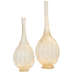 Pair of Luigi Mellara Murano Glass Bottles