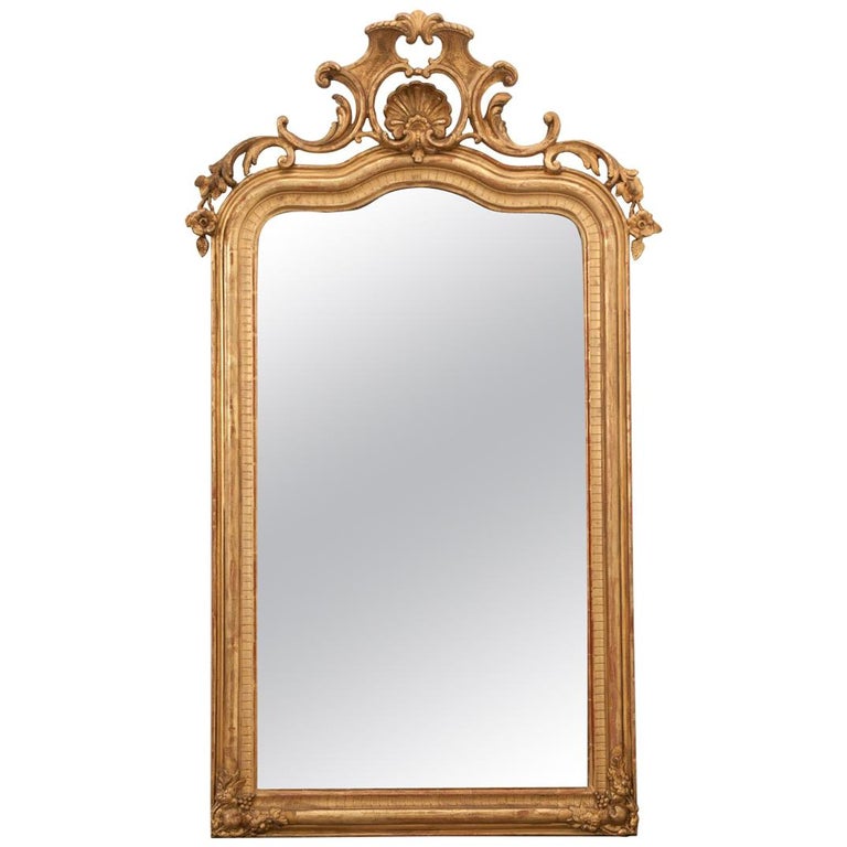 French Early 19th Century Louis Xv Style Gold Gilt Mantel Mirror Louis Xv Style Gold Gilt Mantel Mirror