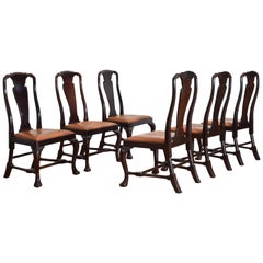 Set of 6 English Mahogany and Leather Upholstered Dining Chairs, circa 1900