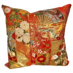 Vintage Custom Pillow by Maison Suzanne Cut from a Japanese Silk Wedding Kimono