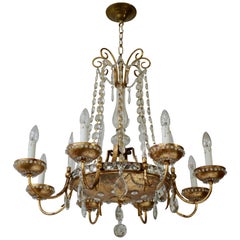 Italian Chandelier in Brass and Crystal
