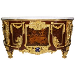 French 19th Century Louis XVI Style Marquetry and Gilt-Bronze Armorial Commode