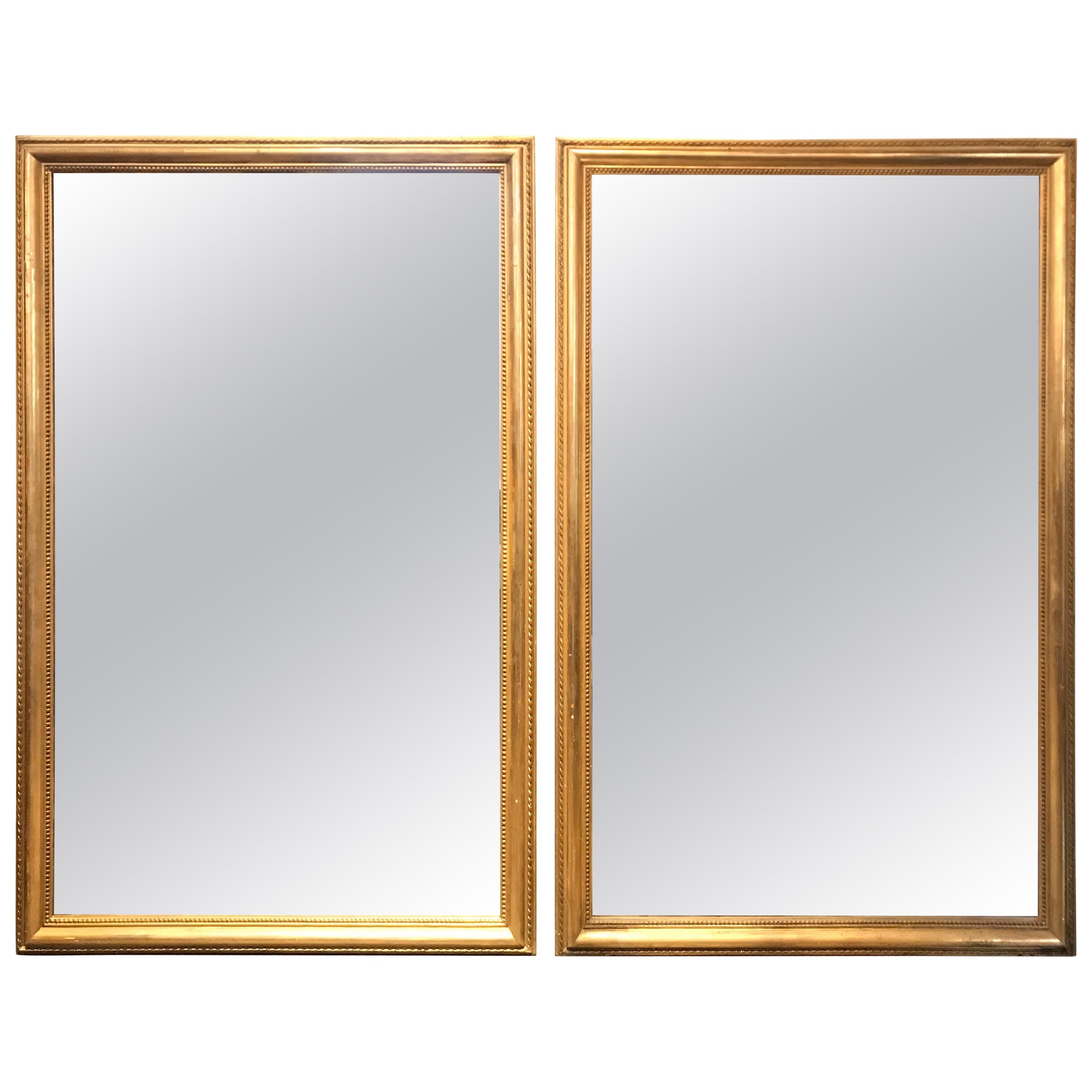 Pair of 19th Century French Rectangular Directoire' Giltwood Mirrors