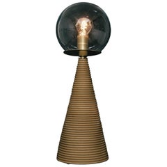 Stunning Hand Built Stoneware Table Lamp with Brass Accent