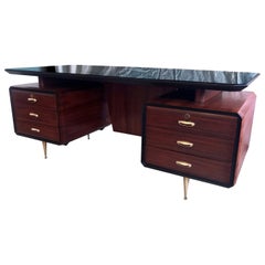 Italian Midcentury Rosewood Executive Desk by Vittorio Dassi, 1950s