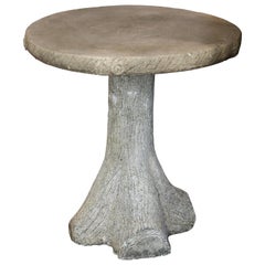 Vintage Hand-Cast Stone Faux Bois Table