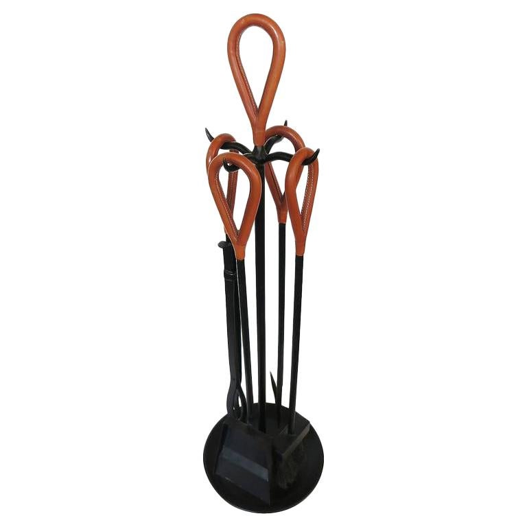 Jacques Adnet Style Fireplace Tools