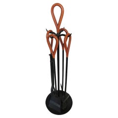 Jacques Adnet Style Fireplace Tools