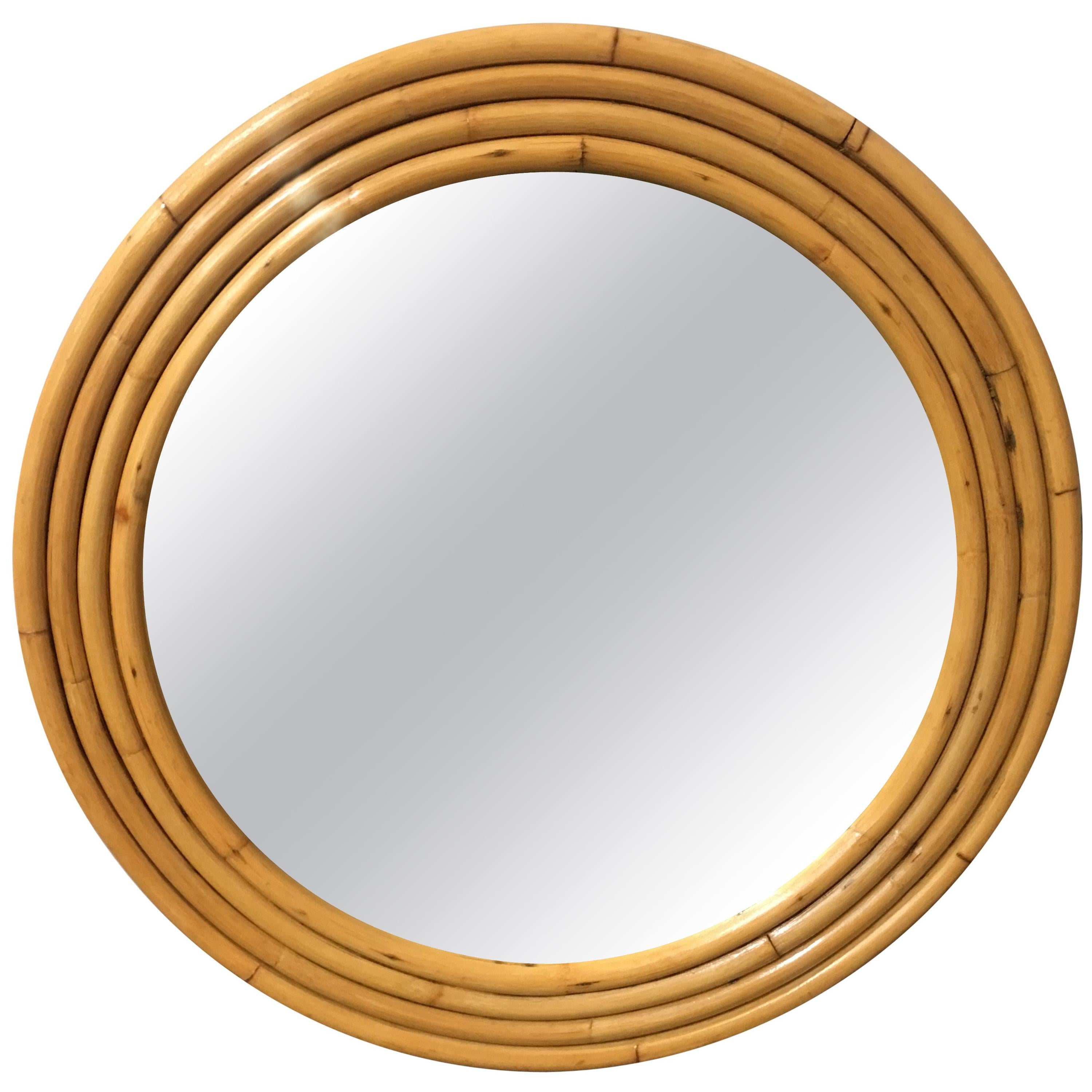 Antique Brass Federal Round Wall Mirror