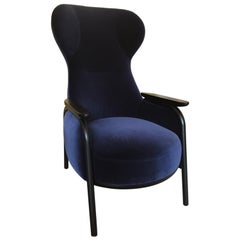 Wittmann Navy Velvet Vuelta High Back Lounge Chair by Jaime Hayon