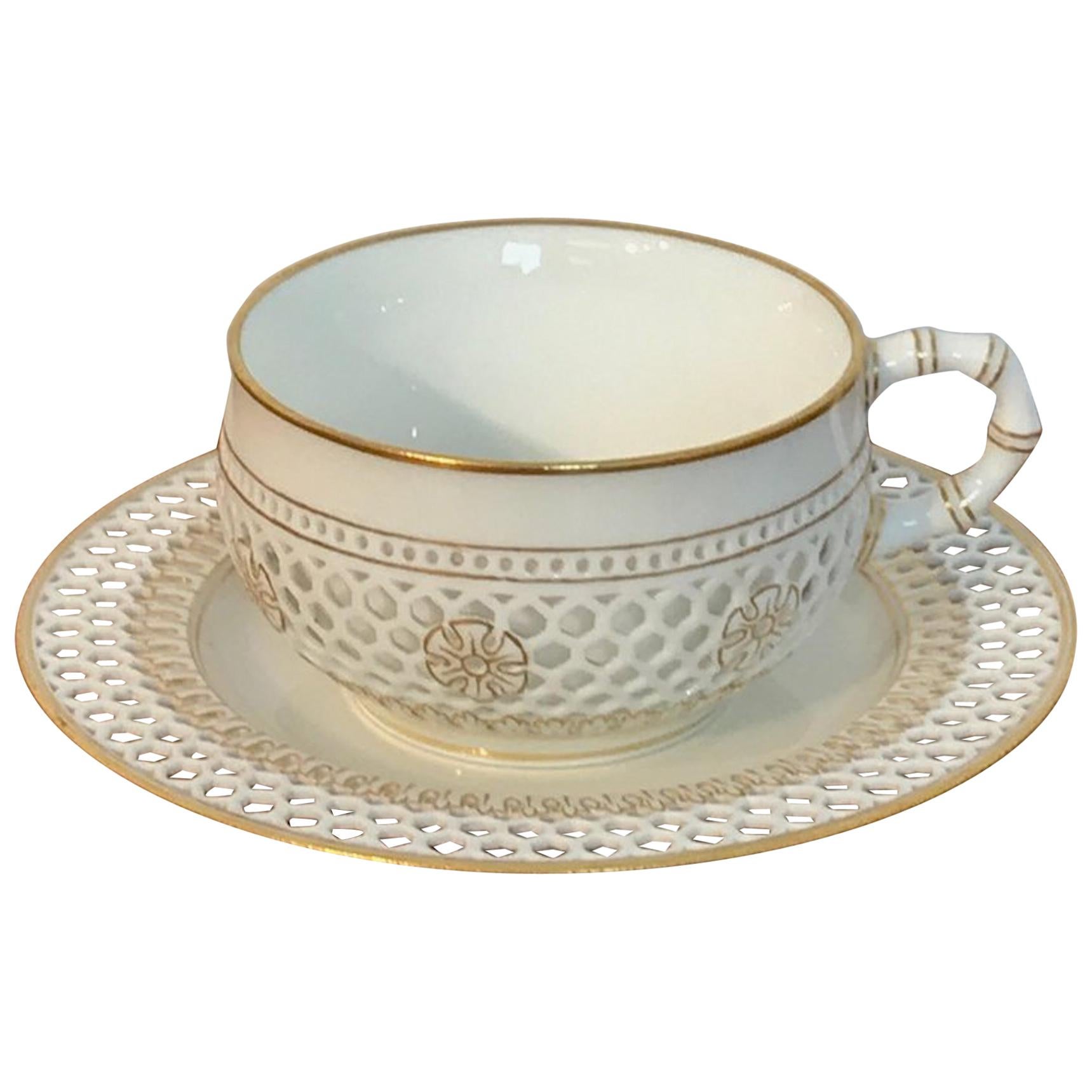 19th Century Sevres Reticulated Cup and Saucer