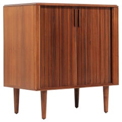 Vintage Mid-Century Modern Tambour Door Cabinet by Barzilay