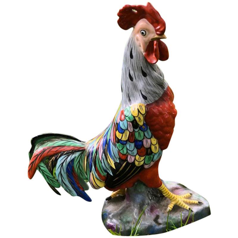English Chelsea House Rooster in Porcelain For Sale