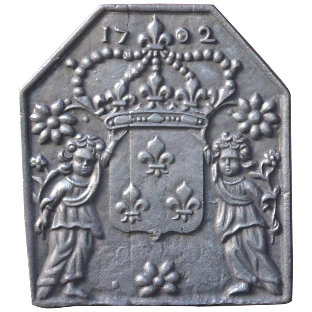 Plaque de cheminée / dosseret Napoléon III 'Armoiries de France' du 19ème siècle