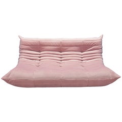 Togo 3-Seat Sofa in Pink Velvet by Michel Ducaroy for Ligne Roset