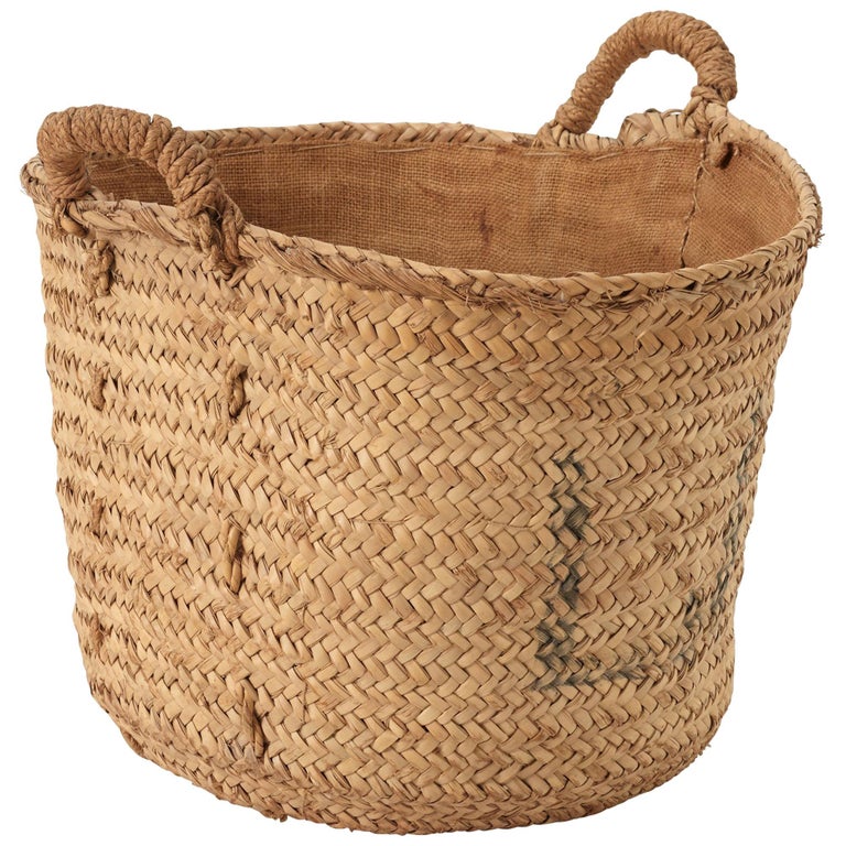 Vintage Woven Spanish Fruit Basket with Natural Fibers at 1stdibs