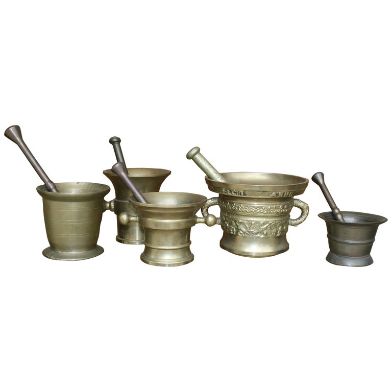 Germany Pharmacy Apothecary Mortar with Pestles, Set of 5 at 1stDibs