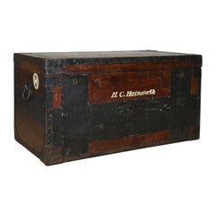 Antique Steamer Trunk:: Large:: English:: Pine:: Metal Lined:: Chest:: Edwardian