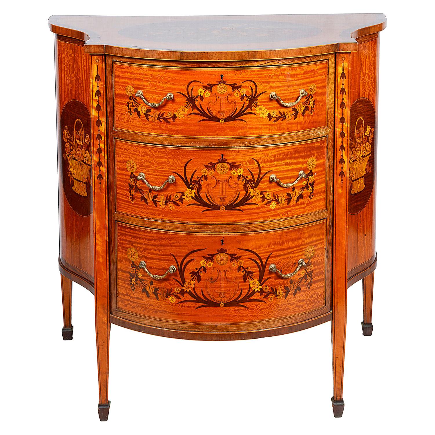 19th Century Satinwood Inlaid Side Cabinet For Sale