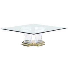 Modern Coffee Table Cast Lucite and Brass by Jeffrey Bigelow, circa 1988